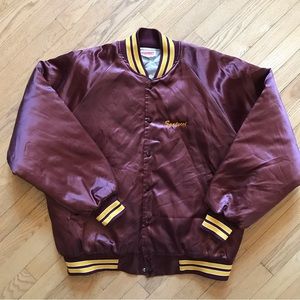 Hartwell Mens Insulated Satin Bomber Jacket Size XXL Maroon Brown USA Made